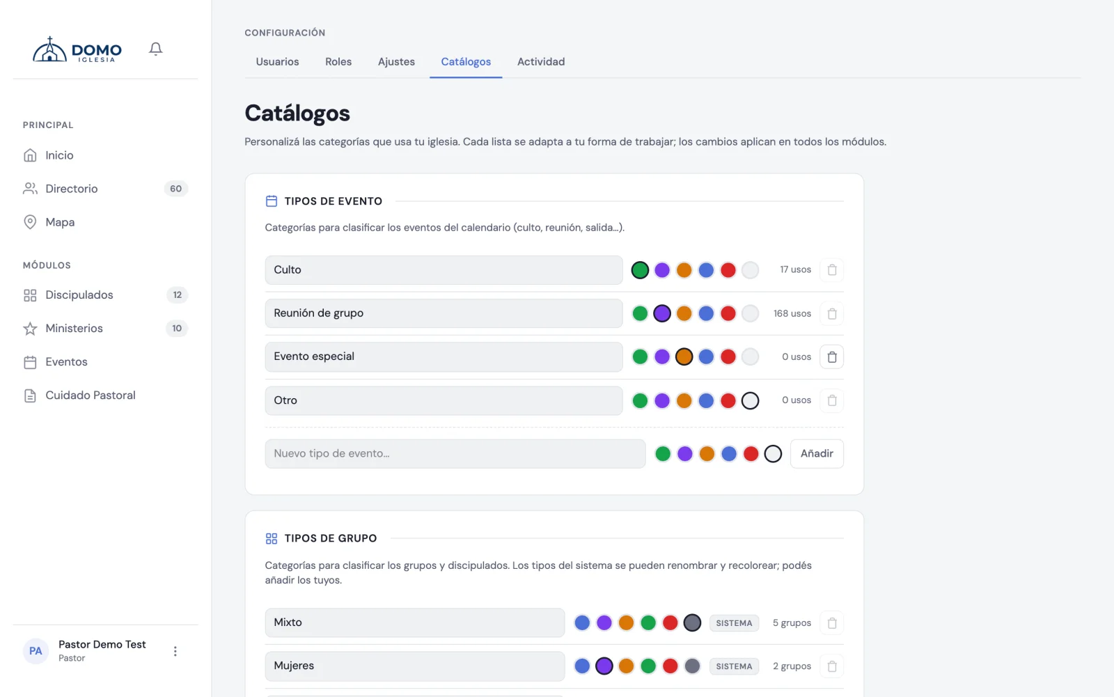 Los cat&aacute;logos configurables de la iglesia