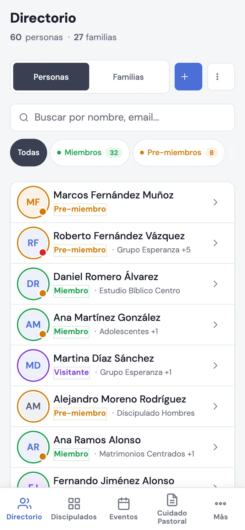 Domo en el celular: el directorio con la barra de accesos r&aacute;pidos abajo